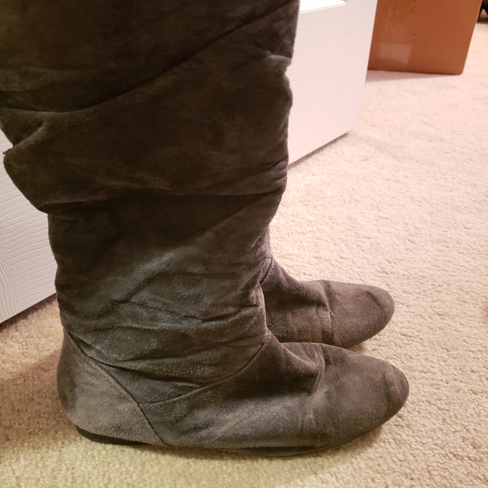 Grey suede boots